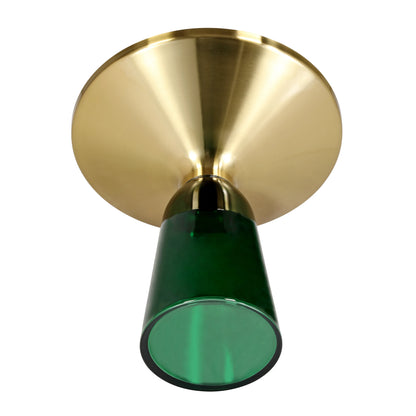 Tully 19-Inch Round Glass/Stone Side Table with Iron Rim Frame and Glass Base - Elax Furniture