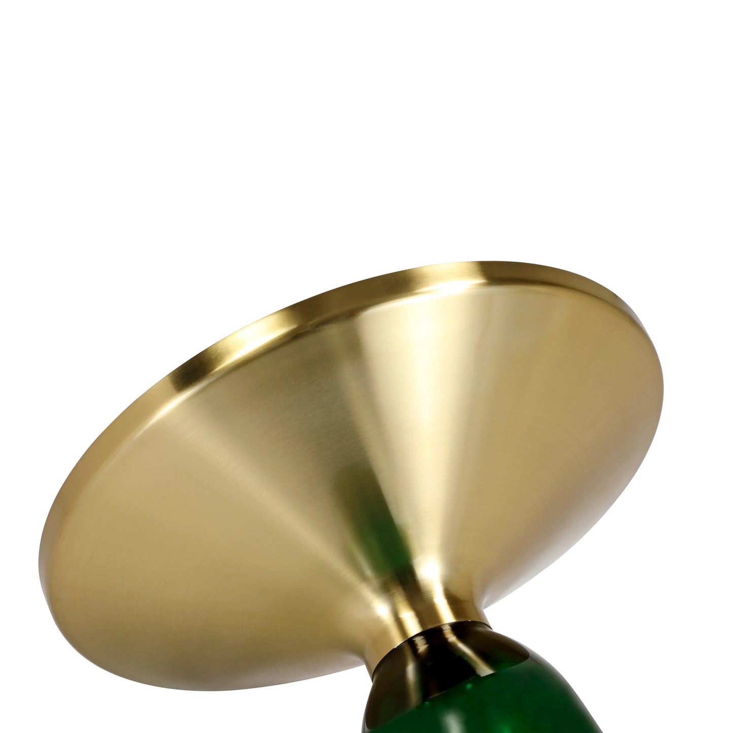 Tully 19-Inch Round Glass/Stone Side Table with Iron Rim Frame and Glass Base - Elax Furniture