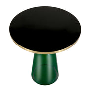 Tully 19-Inch Round Glass/Stone Side Table with Iron Rim Frame and Glass Base - Elax Furniture