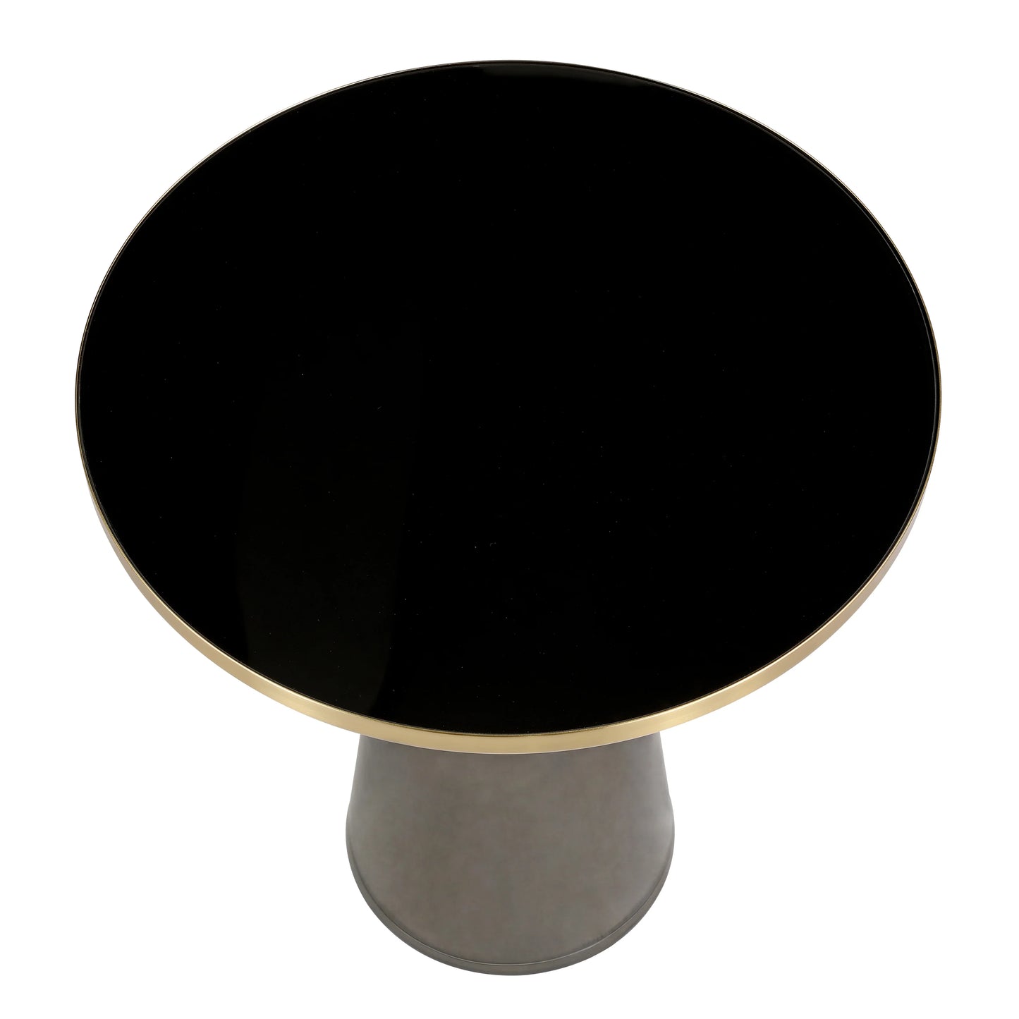 Tully 19-Inch Round Glass/Stone Side Table with Iron Rim Frame and Glass Base - Elax Furniture