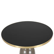 Tully 19-Inch Round Glass/Stone Side Table with Iron Rim Frame and Glass Base - Elax Furniture