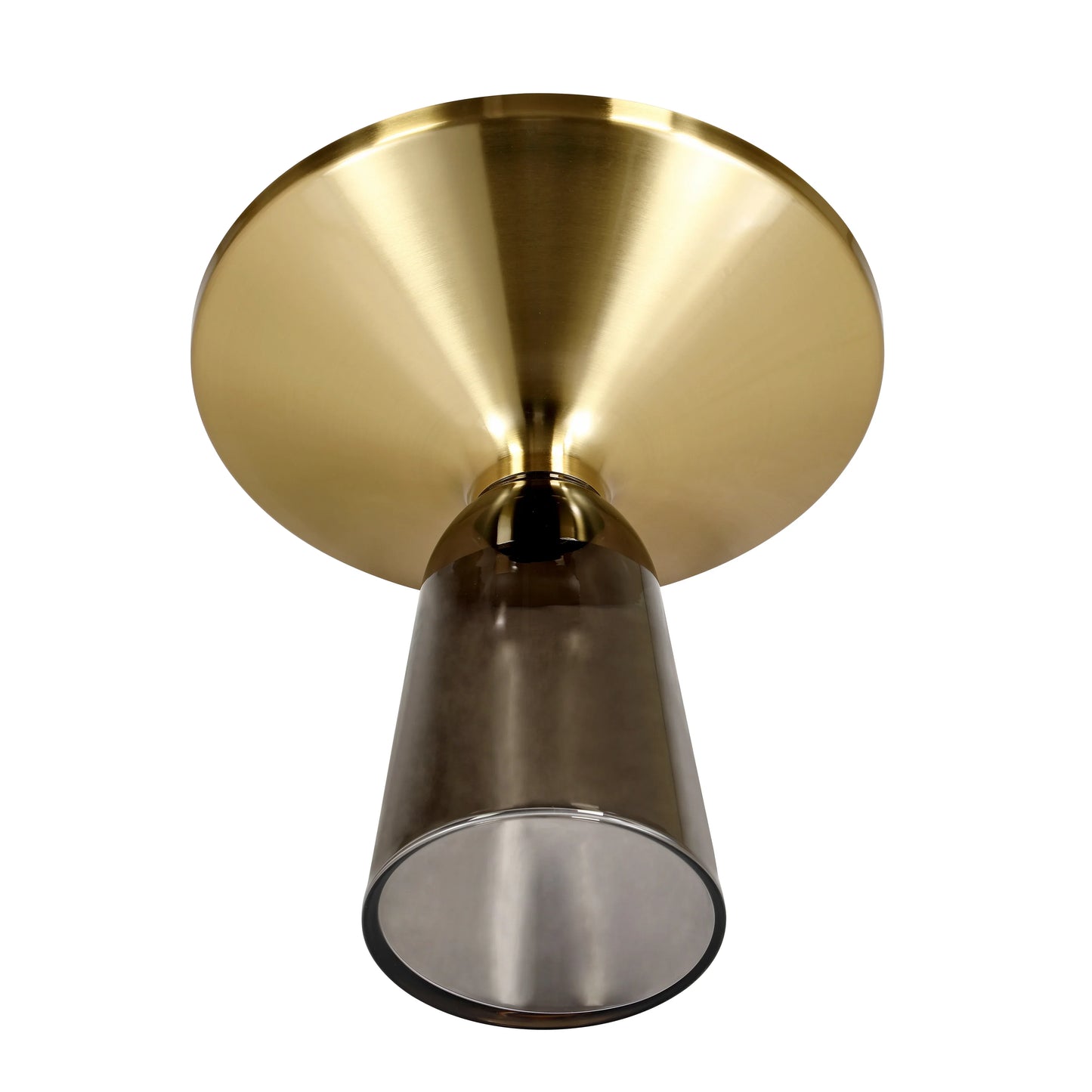 Tully 19-Inch Round Glass/Stone Side Table with Iron Rim Frame and Glass Base - Elax Furniture