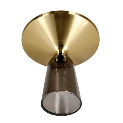 Tully 19-Inch Round Glass/Stone Side Table with Iron Rim Frame and Glass Base - Elax Furniture