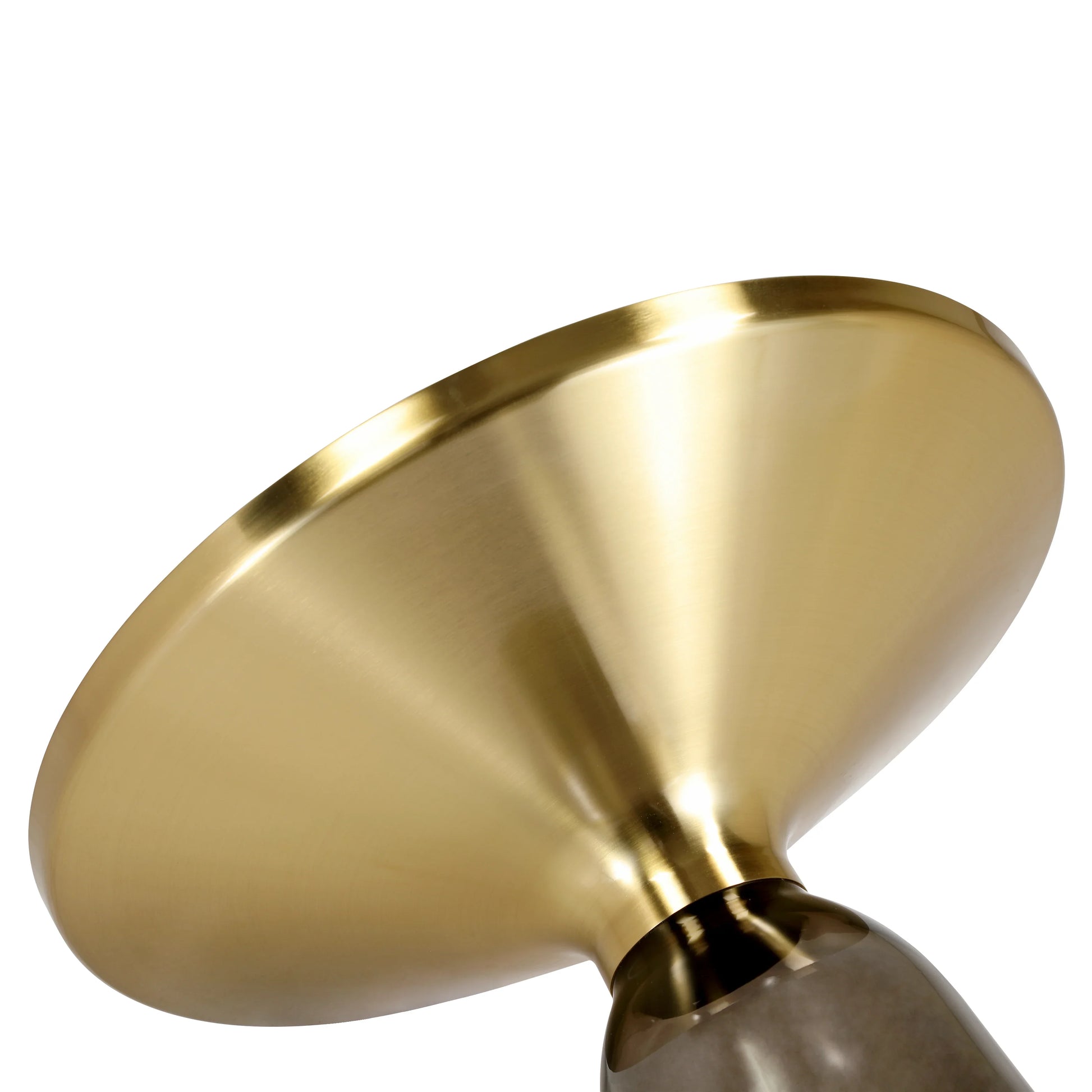 Tully 19-Inch Round Glass/Stone Side Table with Iron Rim Frame and Glass Base - Elax Furniture