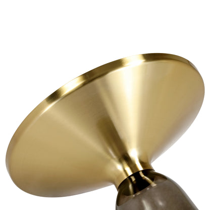 Tully 19-Inch Round Glass/Stone Side Table with Iron Rim Frame and Glass Base - Elax Furniture