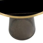 Tully 19-Inch Round Glass/Stone Side Table with Iron Rim Frame and Glass Base - Elax Furniture