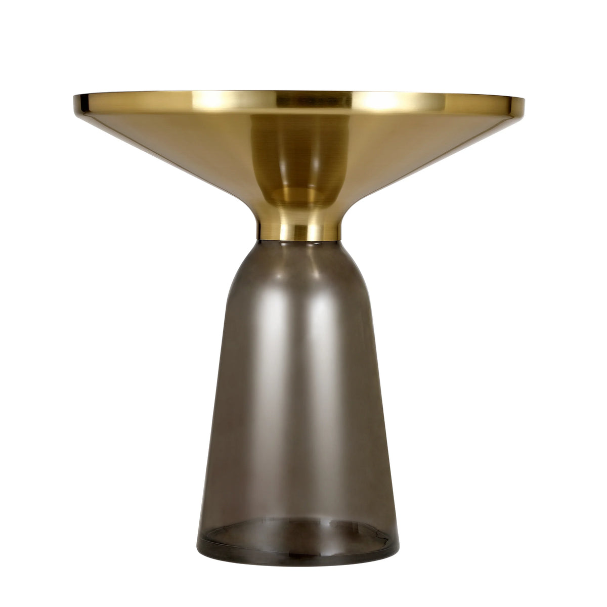 Tully 19-Inch Round Glass/Stone Side Table with Iron Rim Frame and Glass Base - Elax Furniture