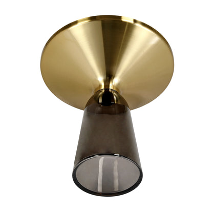 Tully 19-Inch Round Glass/Stone Side Table with Iron Rim Frame and Glass Base - Elax Furniture