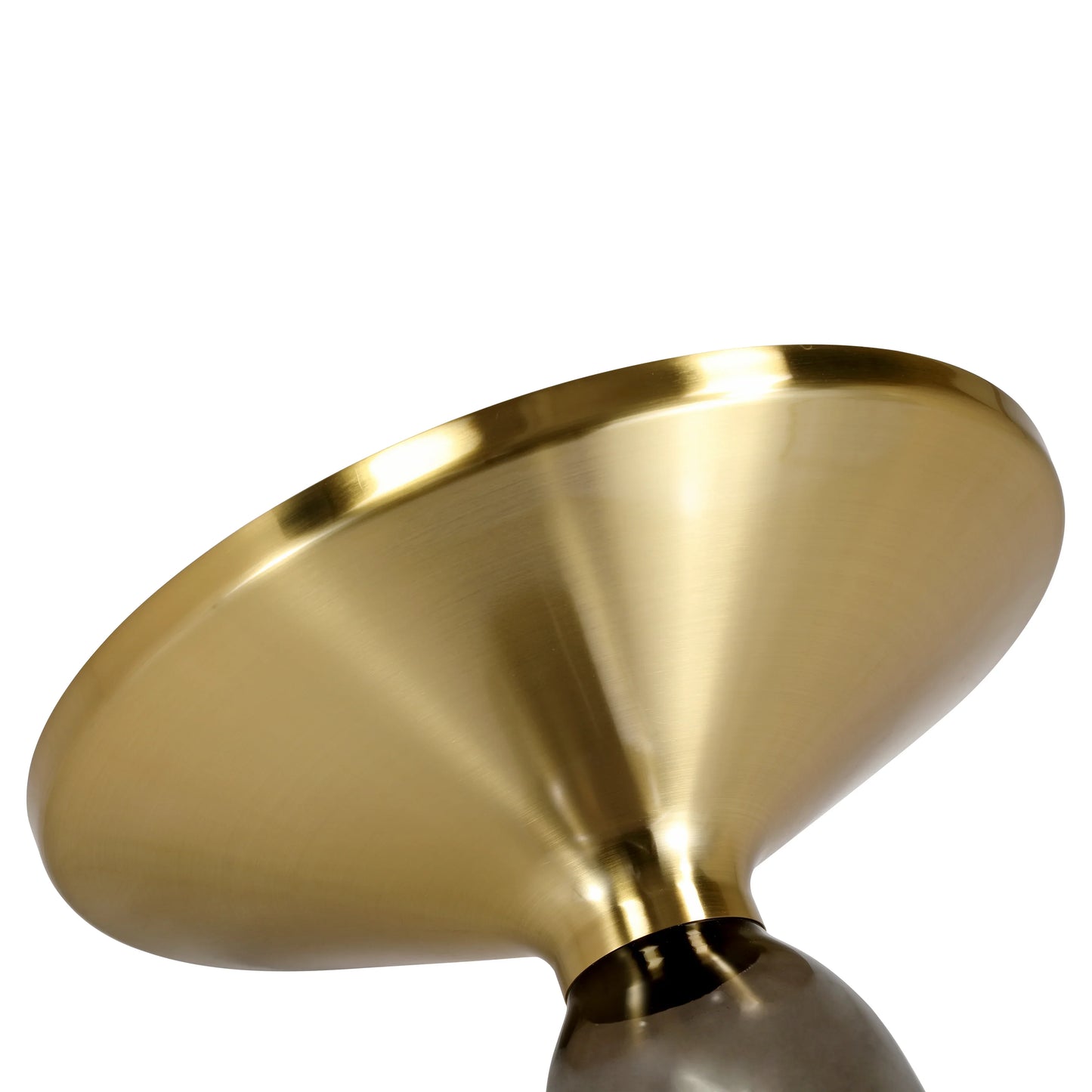 Tully 19-Inch Round Glass/Stone Side Table with Iron Rim Frame and Glass Base - Elax Furniture