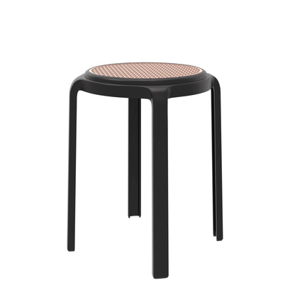 Tresse Mid-Century Modern Stackable Round Plastic Dining Stool for Kitchen and Dining Room - Elax Furniture