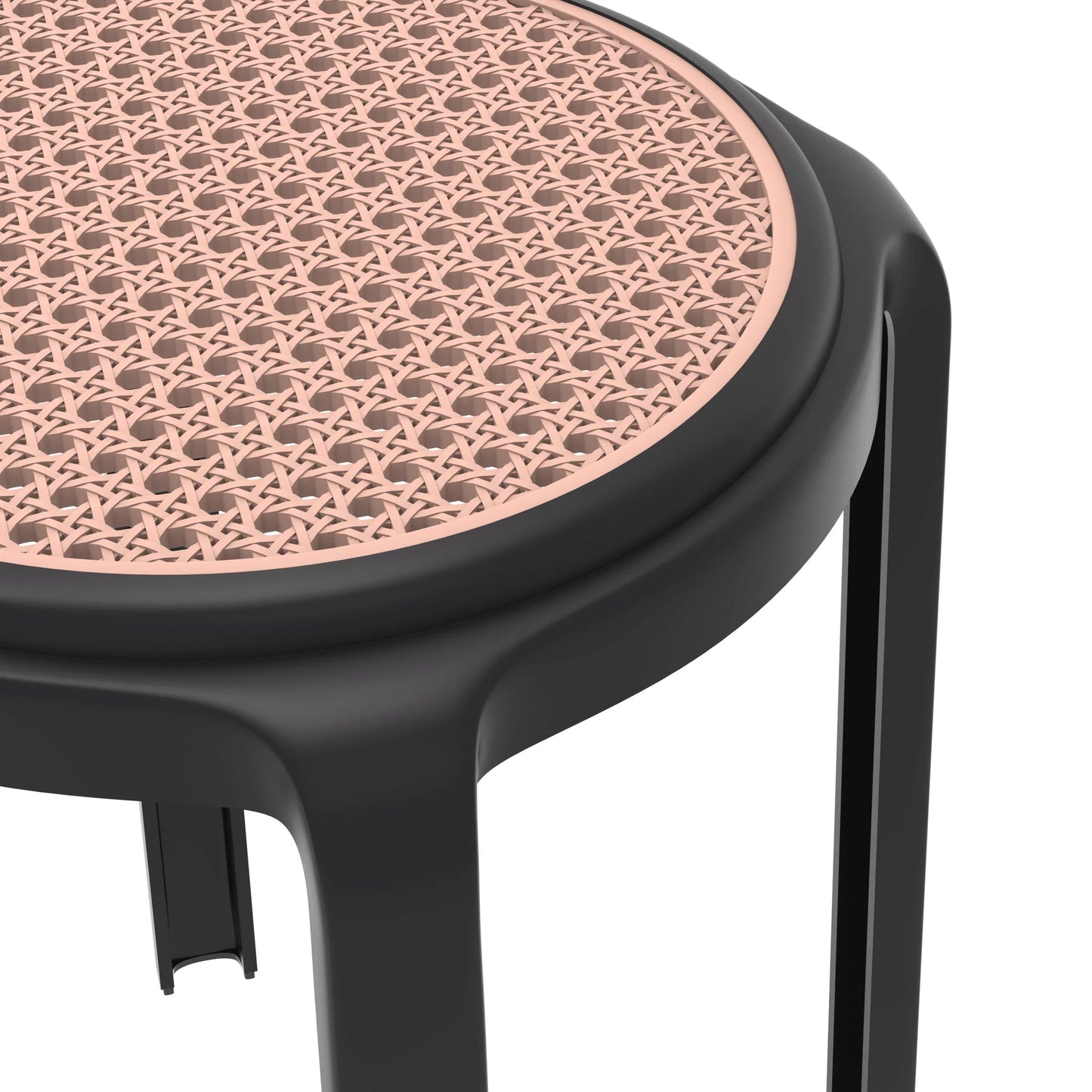 Tresse Mid-Century Modern Stackable Round Plastic Dining Stool for Kitchen and Dining Room - Elax Furniture