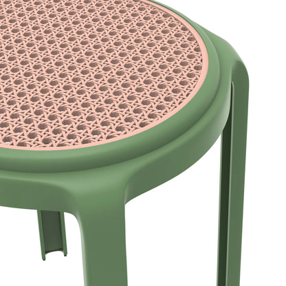 Tresse Mid-Century Modern Stackable Round Plastic Dining Stool for Kitchen and Dining Room - Elax Furniture