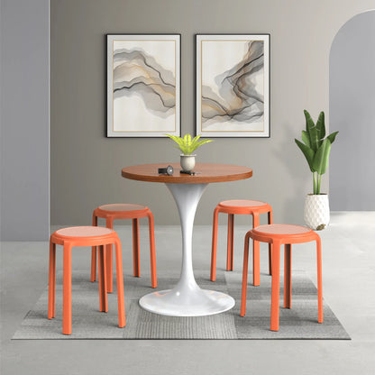 Tresse Mid-Century Modern Stackable Round Plastic Dining Stool for Kitchen and Dining Room - Elax Furniture