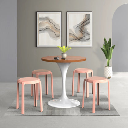 Tresse Mid-Century Modern Stackable Round Plastic Dining Stool for Kitchen and Dining Room - Elax Furniture