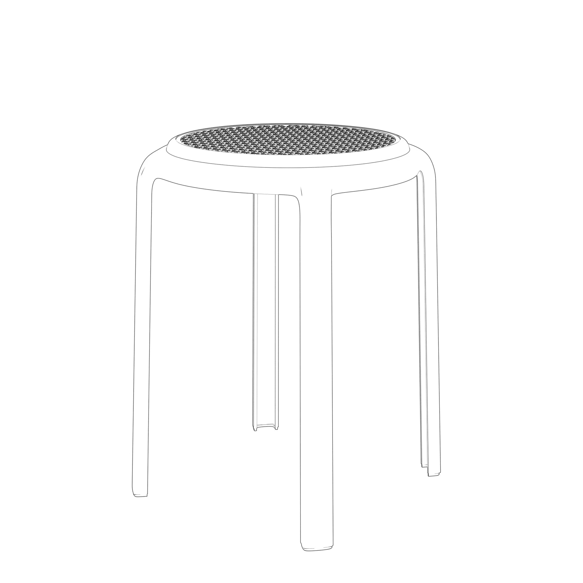 Tresse Mid-Century Modern Stackable Round Plastic Dining Stool for Kitchen and Dining Room - Elax Furniture