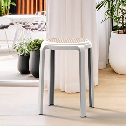 Tresse Mid-Century Modern Stackable Round Plastic Dining Stool for Kitchen and Dining Room - Elax Furniture