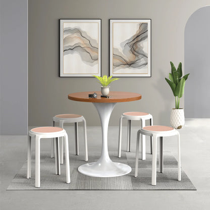 Tresse Mid-Century Modern Stackable Round Plastic Dining Stool for Kitchen and Dining Room - Elax Furniture