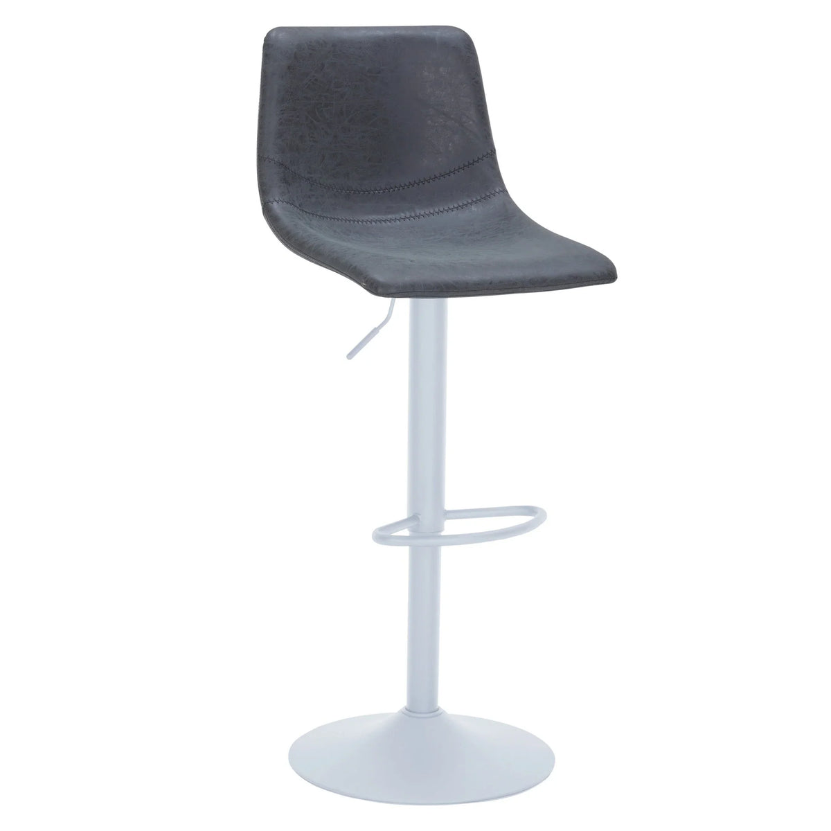 Tilbury Adjustable Height Bar Stool with Leather Upholstery in White Iron with Footrest - Elax Furniture