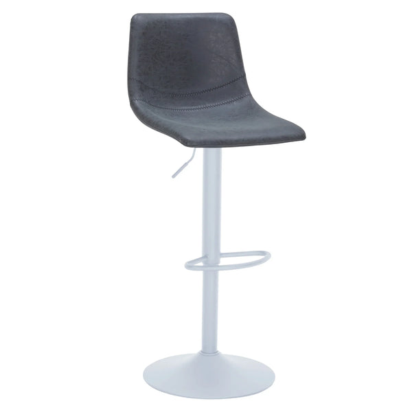 Tilbury Adjustable Height Bar Stool with Leather Upholstery in White Iron with Footrest - Elax Furniture