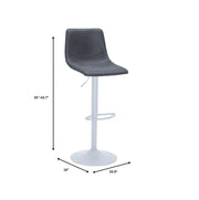 Tilbury Adjustable Height Bar Stool with Leather Upholstery in White Iron with Footrest - Elax Furniture
