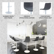 Tilbury Adjustable Height Bar Stool with Leather Upholstery in White Iron with Footrest - Elax Furniture