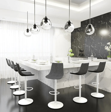 Tilbury Adjustable Height Bar Stool with Leather Upholstery in White Iron with Footrest - Elax Furniture