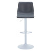 Tilbury Adjustable Height Bar Stool with Leather Upholstery in White Iron with Footrest