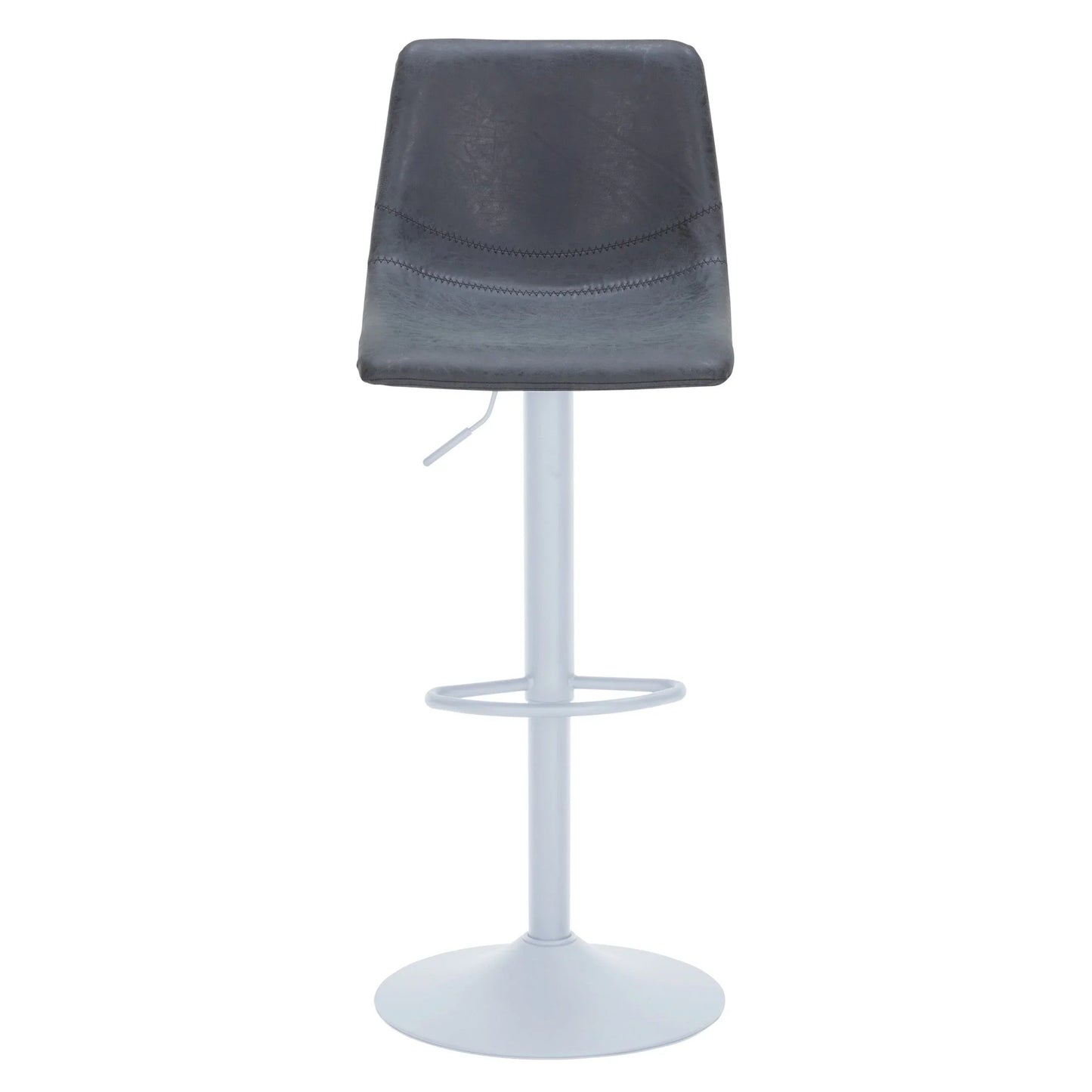 Tilbury Adjustable Height Bar Stool with Leather Upholstery in White Iron with Footrest - Elax Furniture