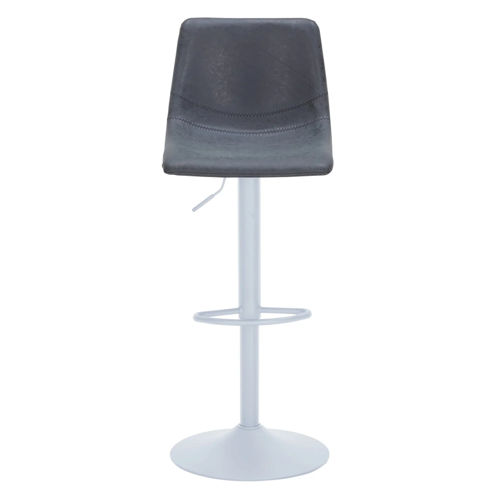 Tilbury Adjustable Height Bar Stool with Leather Upholstery in White Iron with Footrest - Elax Furniture