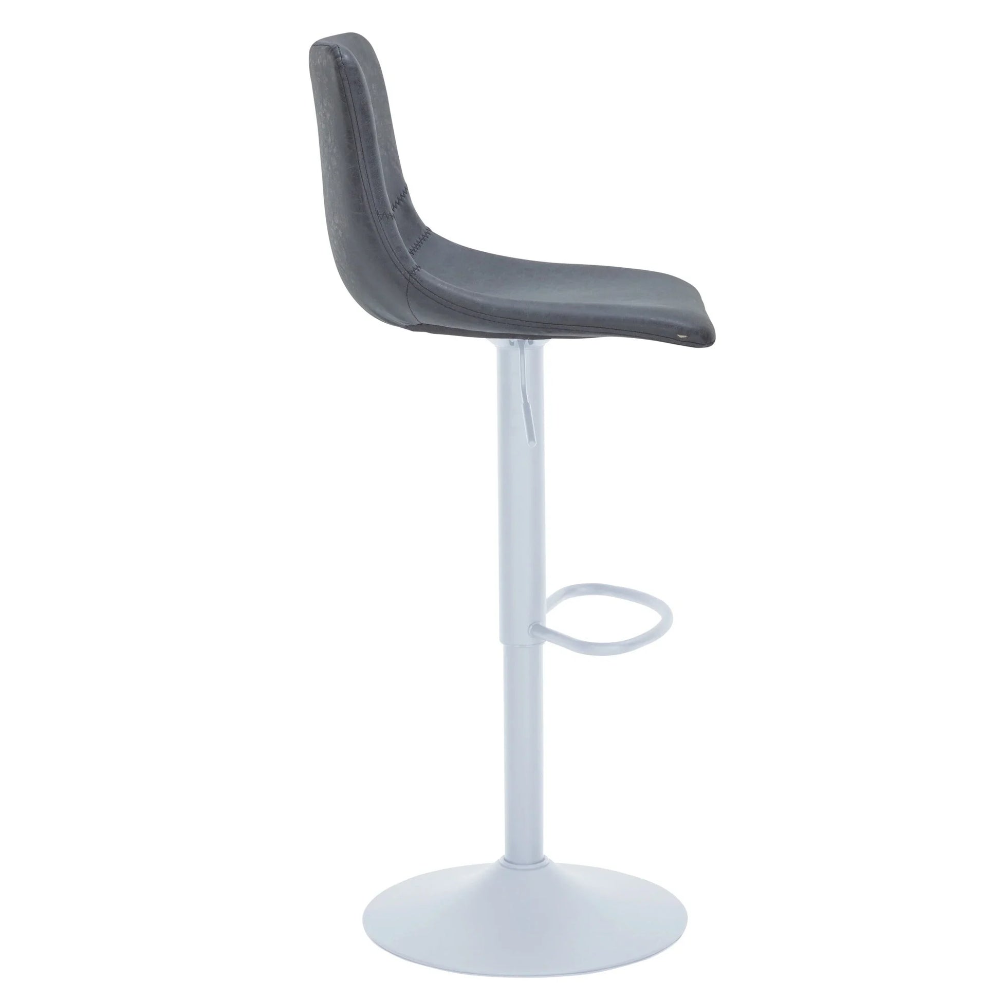 Tilbury Adjustable Height Bar Stool with Leather Upholstery in White Iron with Footrest - Elax Furniture
