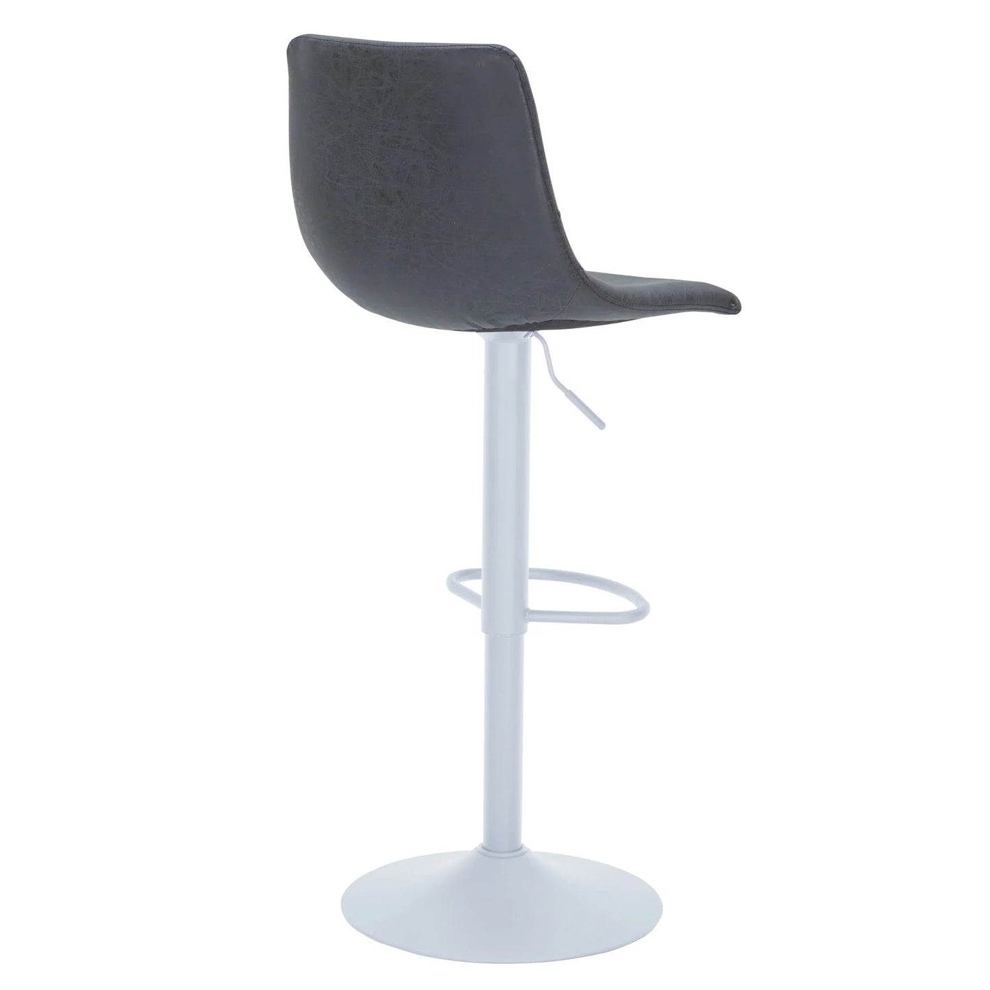 Tilbury Adjustable Height Bar Stool with Leather Upholstery in White Iron with Footrest - Elax Furniture