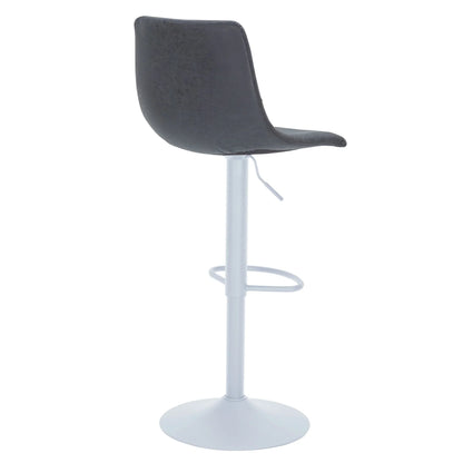 Tilbury Adjustable Height Bar Stool with Leather Upholstery in White Iron with Footrest - Elax Furniture