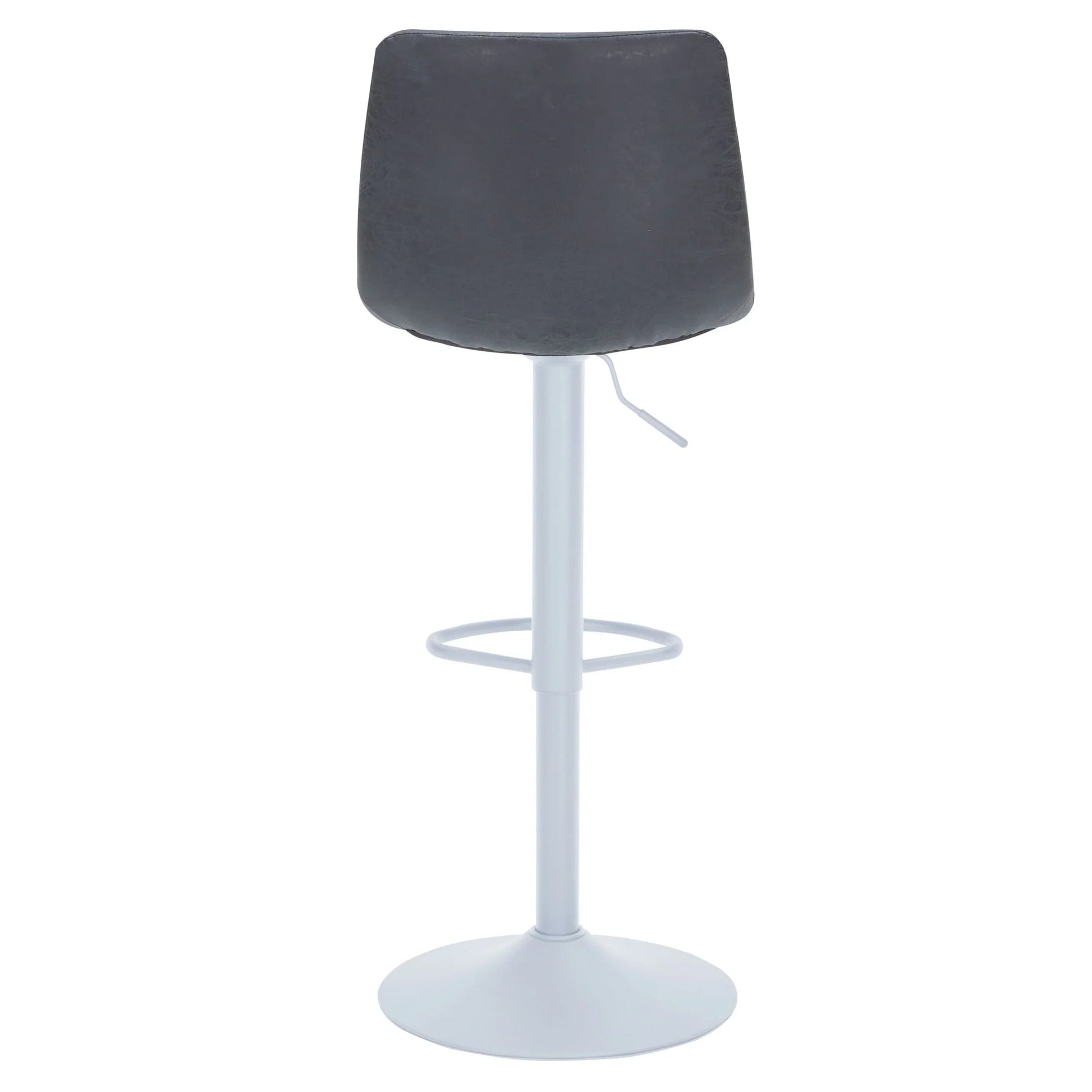 Tilbury Adjustable Height Bar Stool with Leather Upholstery in White Iron with Footrest - Elax Furniture
