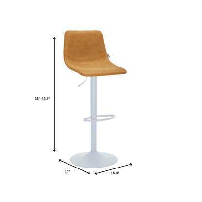 Tilbury Adjustable Height Bar Stool with Leather Upholstery in White Iron with Footrest - Elax Furniture