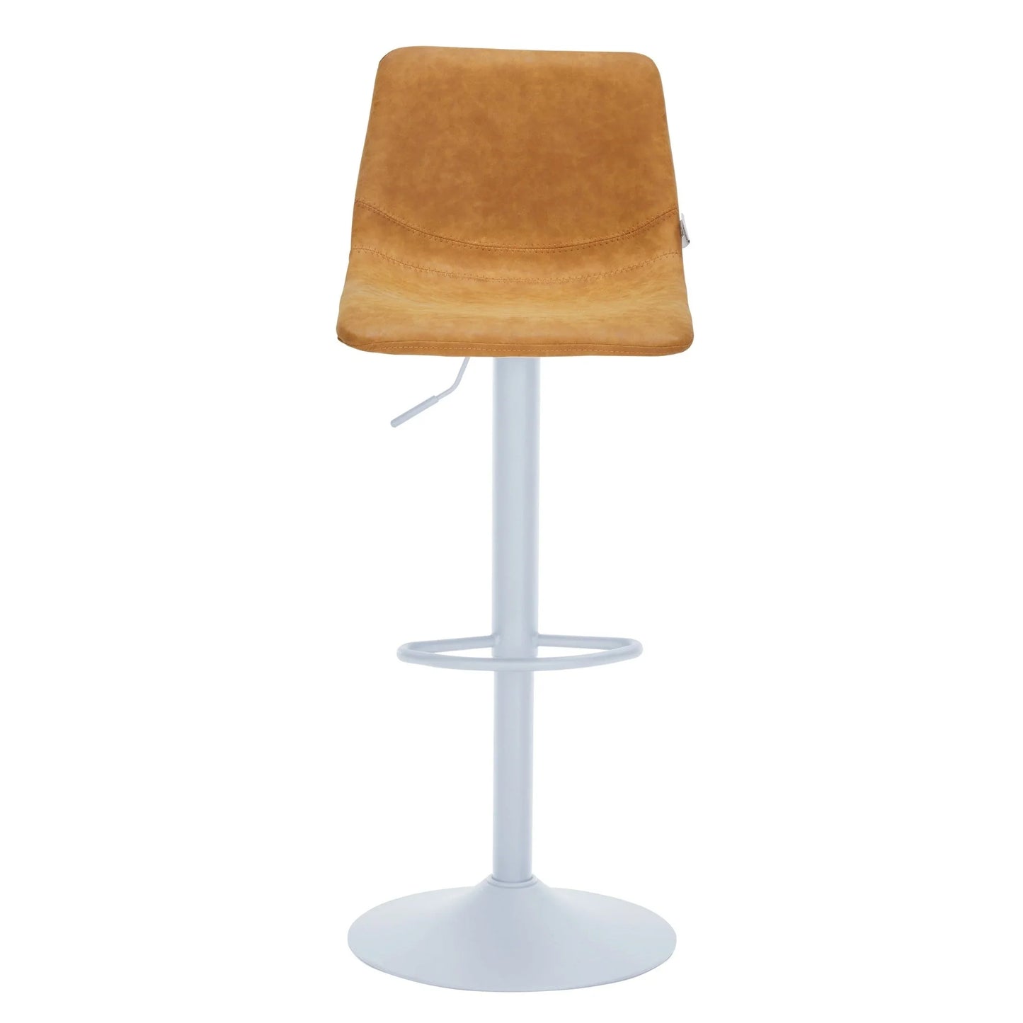 Tilbury Adjustable Height Bar Stool with Leather Upholstery in White Iron with Footrest - Elax Furniture