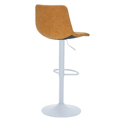 Tilbury Adjustable Height Bar Stool with Leather Upholstery in White Iron with Footrest - Elax Furniture