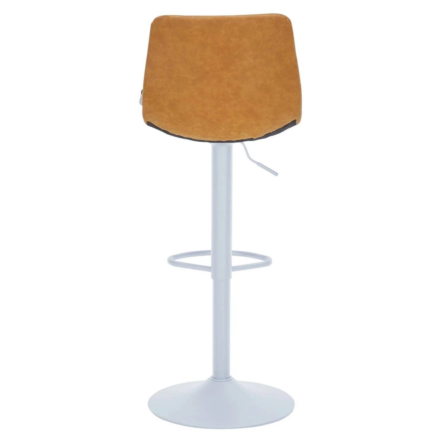 Tilbury Adjustable Height Bar Stool with Leather Upholstery in White Iron with Footrest - Elax Furniture