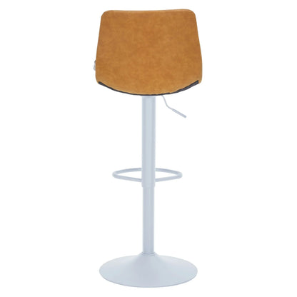 Tilbury Adjustable Height Bar Stool with Leather Upholstery in White Iron with Footrest - Elax Furniture