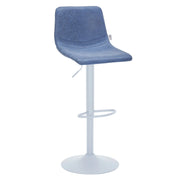 Tilbury Adjustable Height Bar Stool with Leather Upholstery in White Iron with Footrest - Elax Furniture