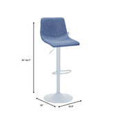 Tilbury Adjustable Height Bar Stool with Leather Upholstery in White Iron with Footrest - Elax Furniture