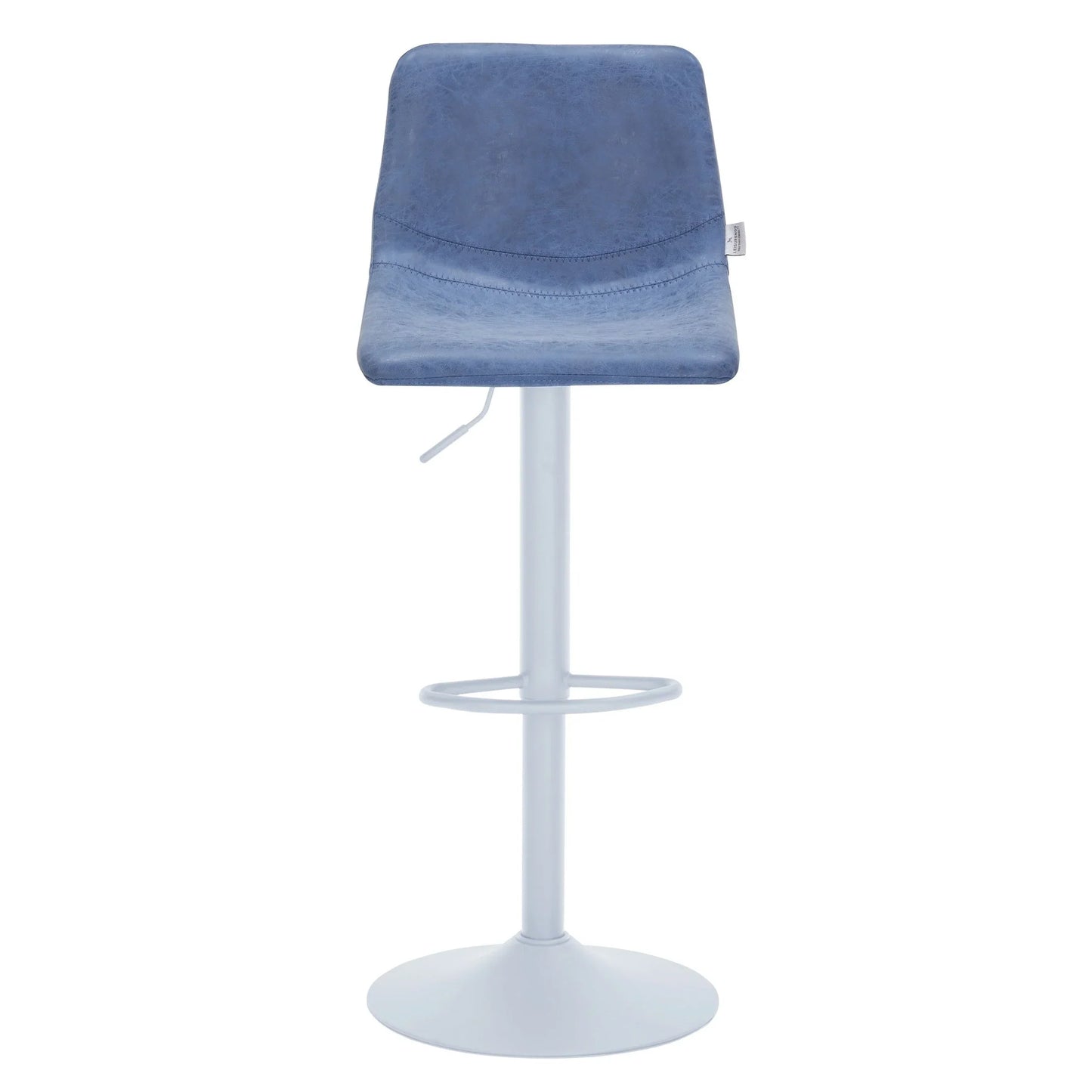 Tilbury Adjustable Height Bar Stool with Leather Upholstery in White Iron with Footrest - Elax Furniture