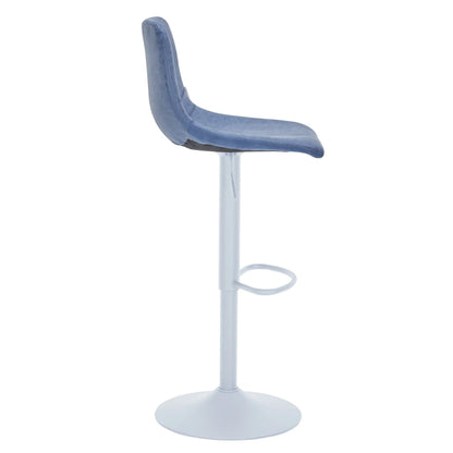 Tilbury Adjustable Height Bar Stool with Leather Upholstery in White Iron with Footrest - Elax Furniture