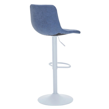 Tilbury Adjustable Height Bar Stool with Leather Upholstery in White Iron with Footrest - Elax Furniture
