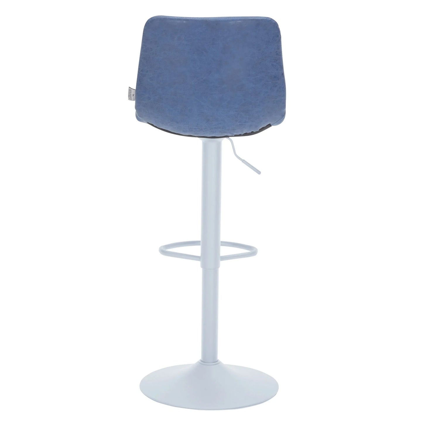 Tilbury Adjustable Height Bar Stool with Leather Upholstery in White Iron with Footrest - Elax Furniture