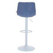 Tilbury Adjustable Height Bar Stool with Leather Upholstery in White Iron with Footrest - Elax Furniture