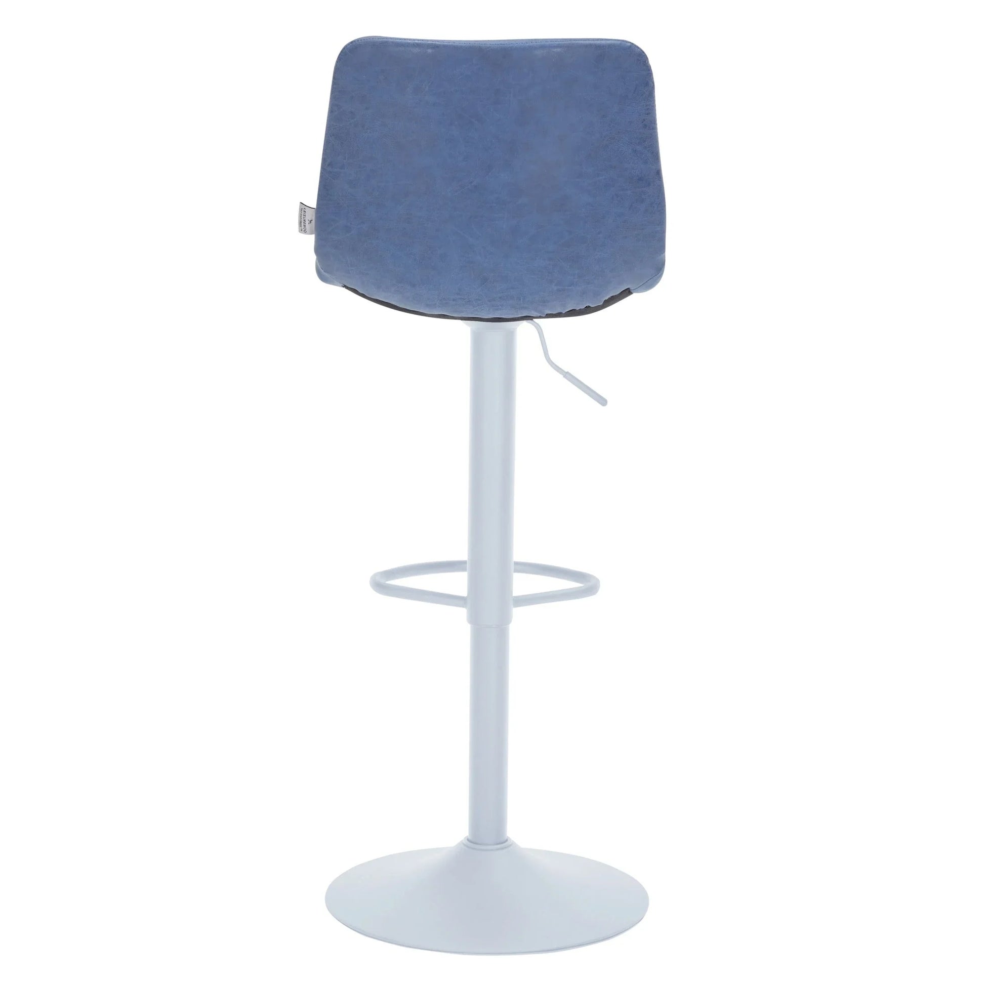 Tilbury Adjustable Height Bar Stool with Leather Upholstery in White Iron with Footrest - Elax Furniture
