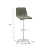 Tilbury Adjustable Height Bar Stool with Leather Upholstery in White Iron with Footrest - Elax Furniture