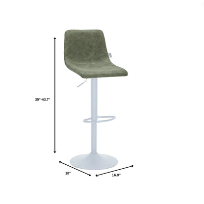 Tilbury Adjustable Height Bar Stool with Leather Upholstery in White Iron with Footrest - Elax Furniture