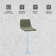 Tilbury Adjustable Height Bar Stool with Leather Upholstery in White Iron with Footrest - Elax Furniture
