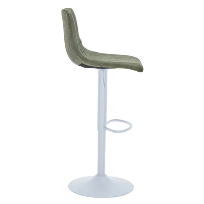 Tilbury Adjustable Height Bar Stool with Leather Upholstery in White Iron with Footrest - Elax Furniture
